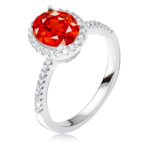 Prsten ze stříbra 925, vystouplý zirkonový kotlík, červený kámen Šperky eshop