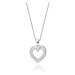 GRACE Silver Jewellery Stříbrný náhrdelník se zirkony DVOJITÉ SRDCE - stříbro 925/1000,srdce NH-