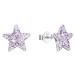 Evolution Group Stříbrné náušnice Hvězdičky s krystaly Preciosa 31312.3 violet