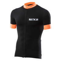 SIX2 Cyklistický dres s krátkým rukávem - BIKE3 STRIPES - černá/oranžová