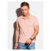 Světle růžové pánské basic polo tričko Ombre Clothing