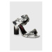 Pantofle Just Cavalli dámské, stříbrná barva, na podpatku, 76RA3S31