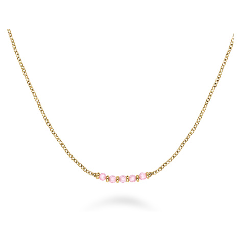 Rosefield Jemný pozlacený náhrdelník s růžovými korálky Essentials JNPRG-J811