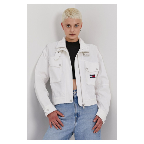 Džínová bunda Tommy Jeans dámská, bílá barva, přechodná, oversize Tommy  Hilfiger | Modio.cz