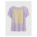 Světle fialové holčičí bavlněné tričko s potiskem GAP
