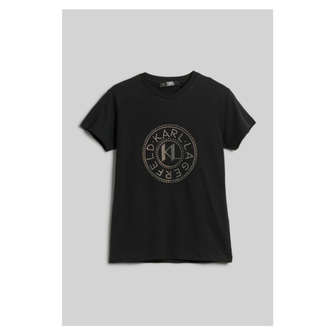 Tričko karl lagerfeld rhinestone logo t-shirt černá