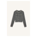 DEFACTO Regular Fit Crew Neck Stoned Buttoned Knitwear Cardigan