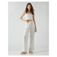 Koton Linen-Mixed Palazzo Pants Wide Leg, Normal Waist Pleated.