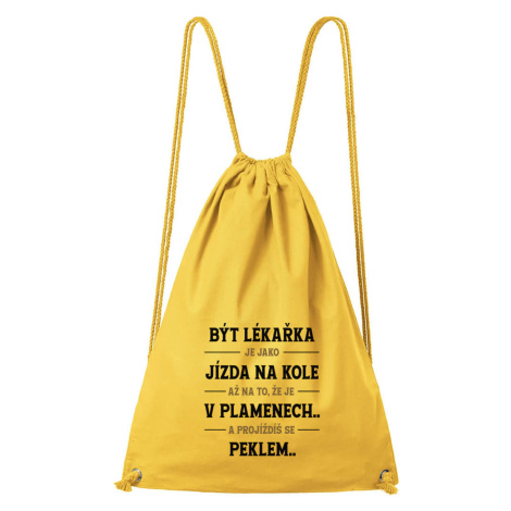 DOBRÝ TRIKO Bavlněný batoh s potiskem Být lékařka Barva: Žlutá