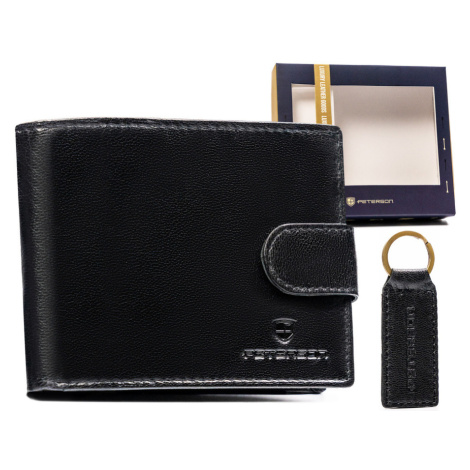 Dárková sada: velká pánská kožená peněženka a klíčenka Peterson