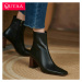 Kožené boty business elegantní na širokém podpatku OZUTAA