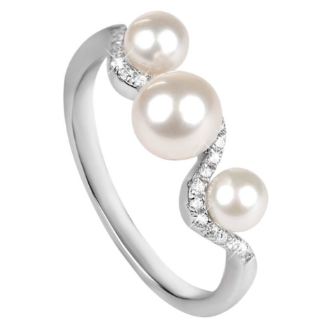 Silver Cat Stříbrný prsten se zirkony a perlou SC339