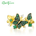 Jarní prsten s pozlacením zelený motýl
