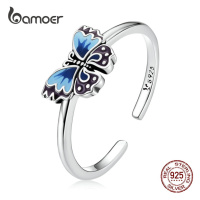 Stříbrný prsten barevný motýl LOAMOER