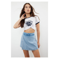 Trendyol Blue High Waist Denim Shorts Skirt