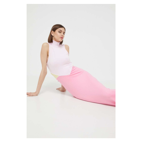 Šaty adidas Originals růžová barva, maxi