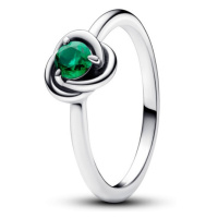 Pandora Stříbrný prsten se zeleným krystalem Květnový měsíční kámen 192993C05