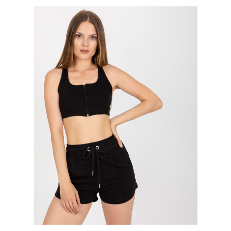 ČERNÝ CROP TOP NA ZIP -BLACK Černá Rue Paris