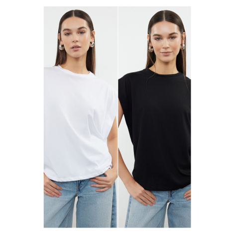 Trendyol Black-White 2 Pack 100% Cotton Sleeveless Knitted T-Shirt