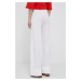 Plátěné kalhoty United Colors of Benetton bílá barva, široké, high waist
