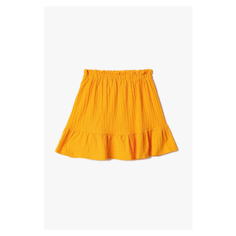 Koton Midi Skirt Textured Elastic Waist