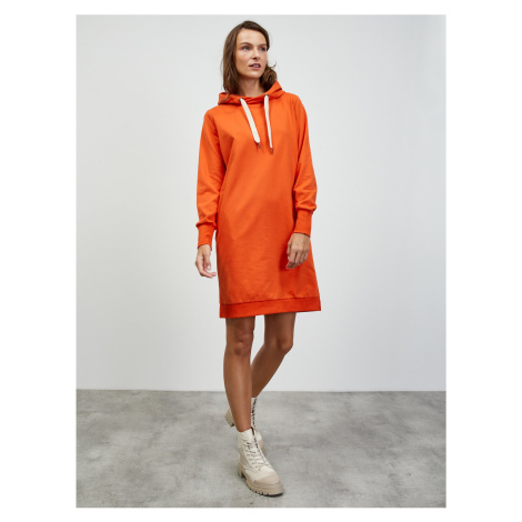 Oranžové mikinové basic šaty s kapucí ZOOT.lab Kirsten