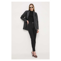 Kalhoty BOSS dámské, černá barva, přiléhavé, high waist, 50511613
