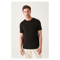 Avva Men's Black Ultrasoft Crew Neck Plain Regular Fit Modal T-shirt