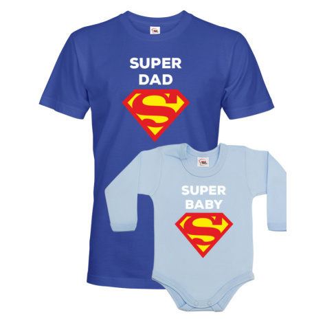 Dětské body pro miminko a tričko pro otce Super Dad a Baby BezvaTriko