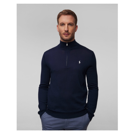 Tmavě Modrý Pánský Vlněný Svetr Polo Ralph Lauren
