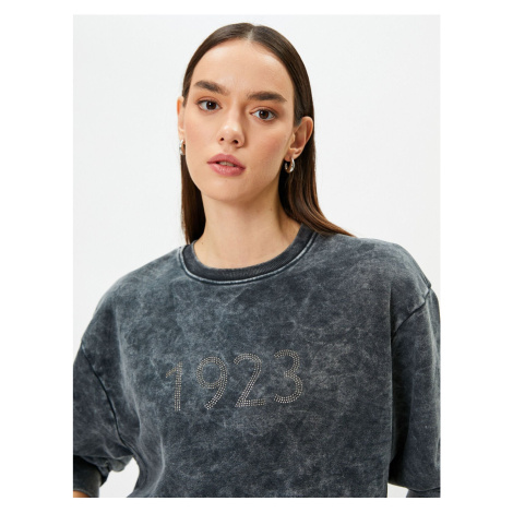 Koton Crew Neck Sweatshirt 1923 Embroidered Pale Effect 100th Anniversary Special