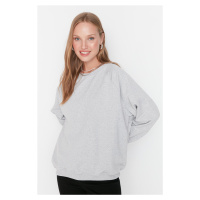 Trendyol Gray Melange Raglan Sleeve Oversize Thin Knitted Sweatshirt