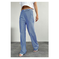 Laluvia Sax Stripe Double-Button Trousers