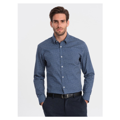 Ombre Clothing Jedinečná granátová košile s trendy vzorem V1 SHCS-0140