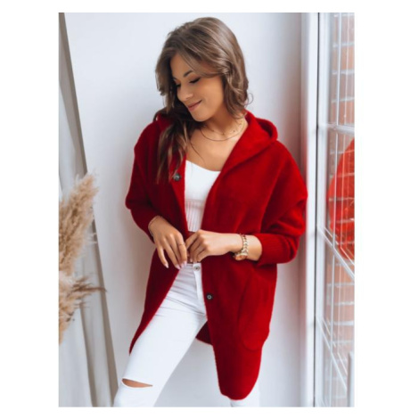 Červený dámský kabát alpaka DStreet