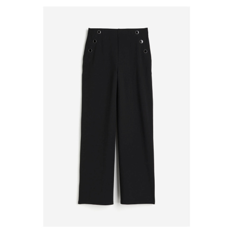 H & M - Široké žerzejové kalhoty - černá H&M