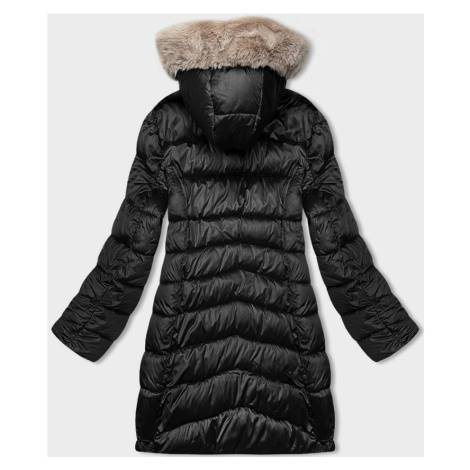 Černo-béžová dámská zimní oboustranná bunda s kapucí (B8202-1046) S'WEST