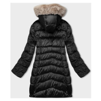 Černo-béžová dámská zimní oboustranná bunda s kapucí (B8202-1046)
