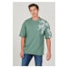 AC&Co / Altınyıldız Classics Men's Khaki Oversize Loose Cut Crew Neck 100% Cotton Printed T-Shir