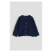 H & M - Propínací svetr z vaflového úpletu - modrá
