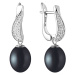 Gaura Pearls Stříbrné náušnice s černou perlou a zirkony Juana, stříbro 925/1000 SK21226EL/B Čer