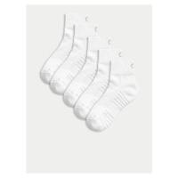 Sada pěti párů pánských sportovních ponožek v bílé barvě Marks & Spencer