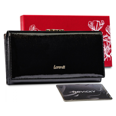 Dámská kožená lakovaná peněženka Frio, černá Lorenti