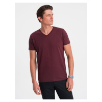 Ombre BASIC men's classic cotton T-shirt with a crew neckline - maroon