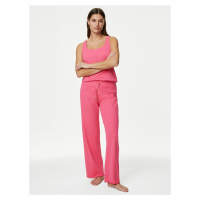 Růžové dámské žebrované pyžamové kalhoty Marks & Spencer
