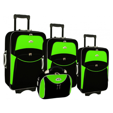 Rogal Zeleno-černá sada 4 cestovních kufrů "Standard" - S (20l), M (35l), L (65l), XL (100l)