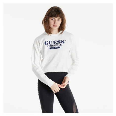 GUESS Front logo sweater bílý