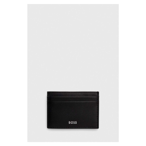 Kožené pouzdro na karty BOSS černá barva, 50519269 Hugo Boss