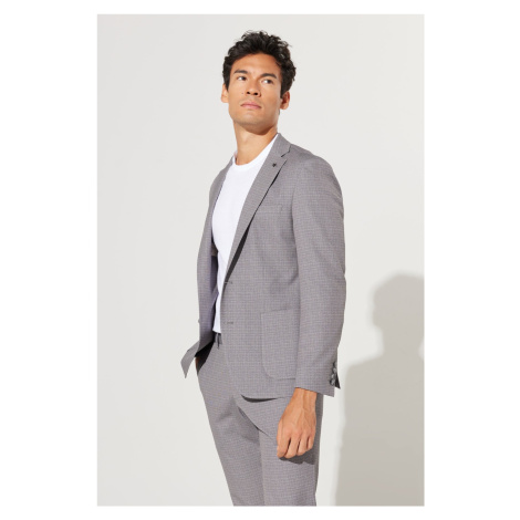 ALTINYILDIZ CLASSICS Men's Beige Slim Fit Slim Fit Mono Collar Patterned Travel Bag Suit AC&Co / Altınyıldız Classics