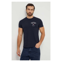 Bavlněné tričko Tommy Hilfiger tmavomodrá barva, s potiskem, MW0MW33689